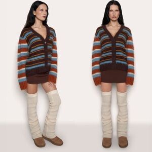 DANIELLE GUIZIO Oversized Angora
Cardigan in Brown Stripe Size XS/S - NWOT